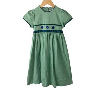 Catherine Rebecca Vintage Girls Houndstooth Dress Green White Blue Plaid 6X